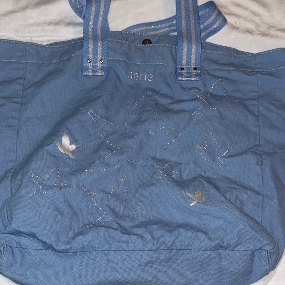 Aerie Sky Blue Tote with Silver Accents